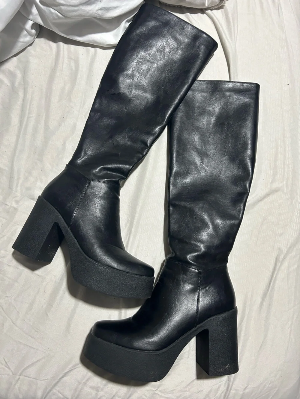 Platform Over-the-Knee Boots in Black